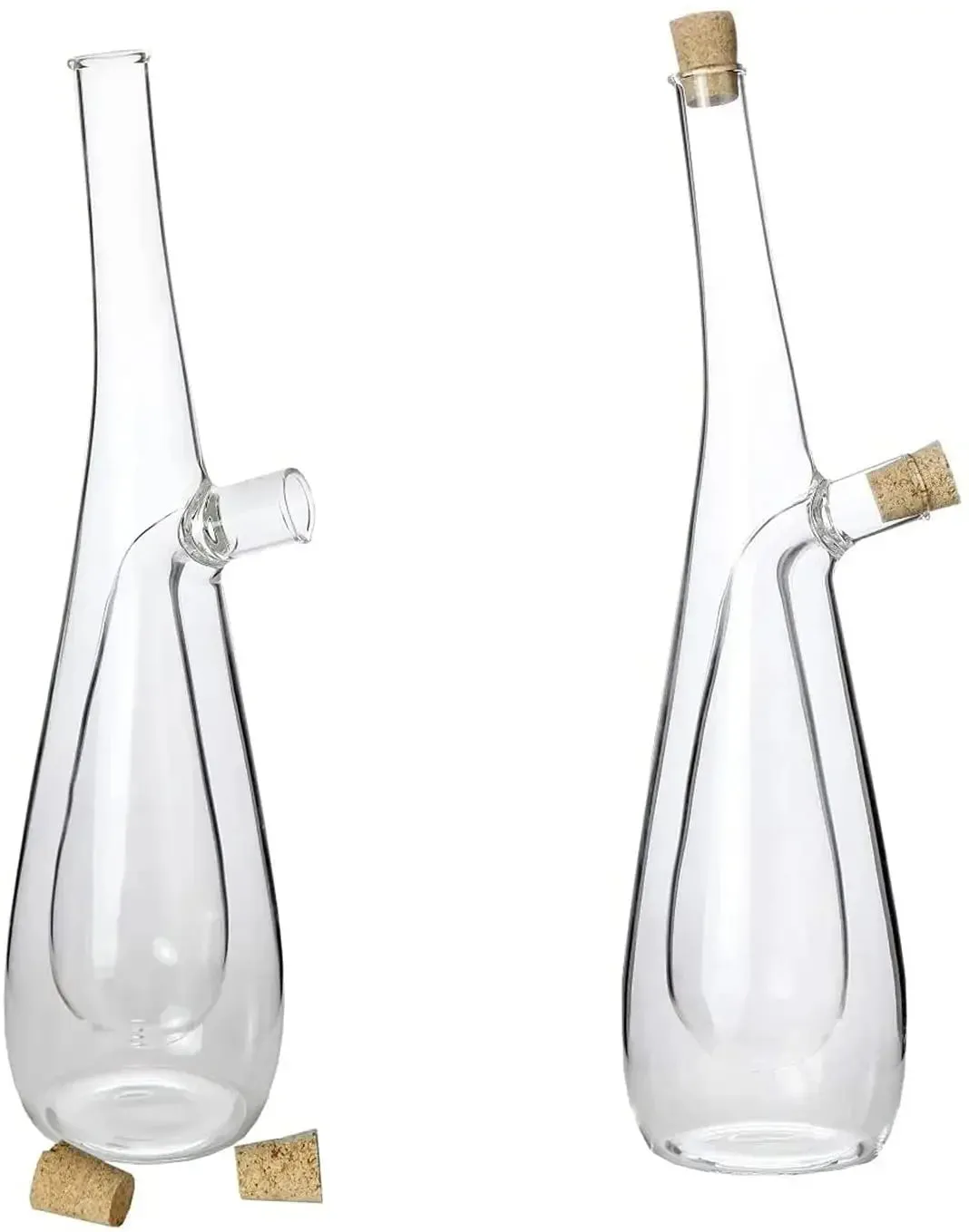 2 In 1 Double Layer Glass Olive Oil Bottle with Stopper Double Pourer