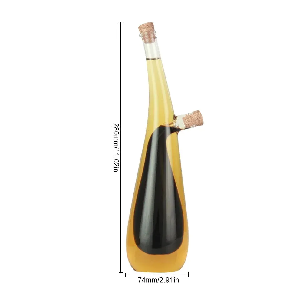 2 In 1 Double Layer Glass Olive Oil Bottle with Stopper Double Pourer