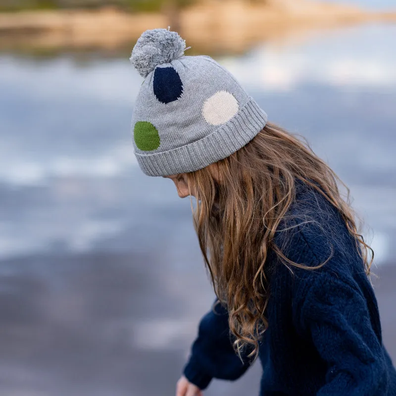 Acorn Spots Merino Beanie - Grey