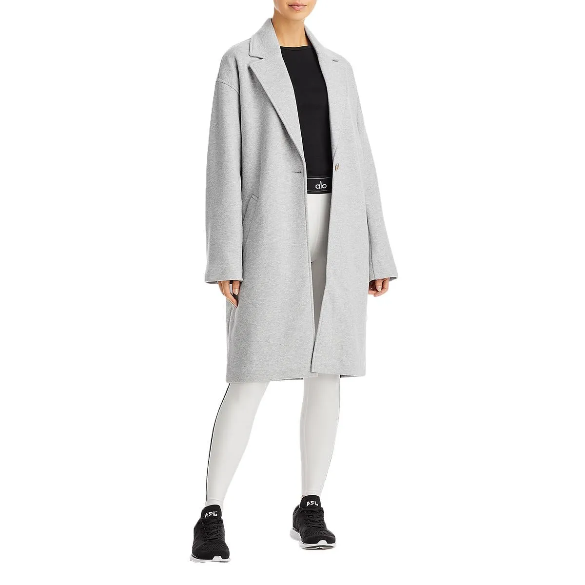 Alo Yoga Womens Cotton Blend Heathered Trench Coat