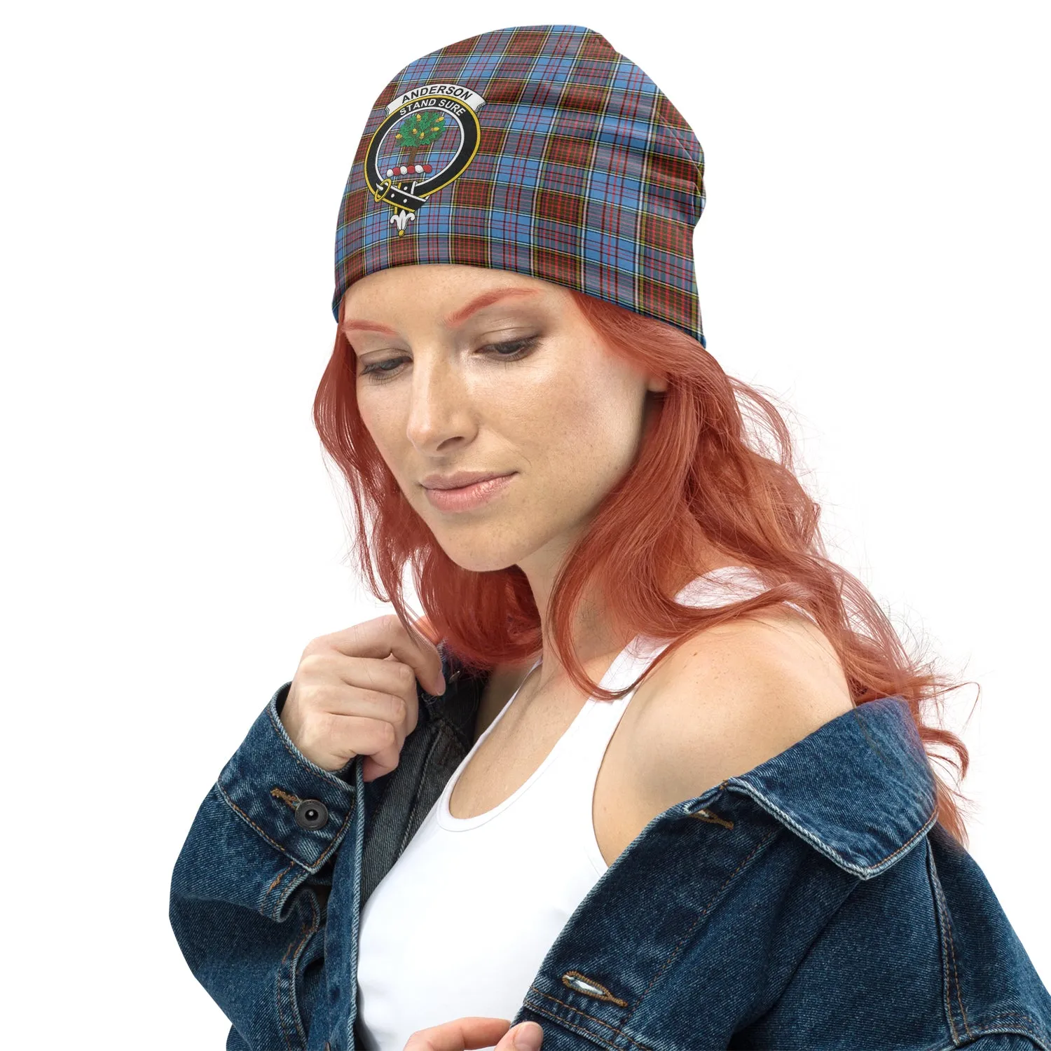 Anderson Modern Tartan Beanies Hat with Family Crest