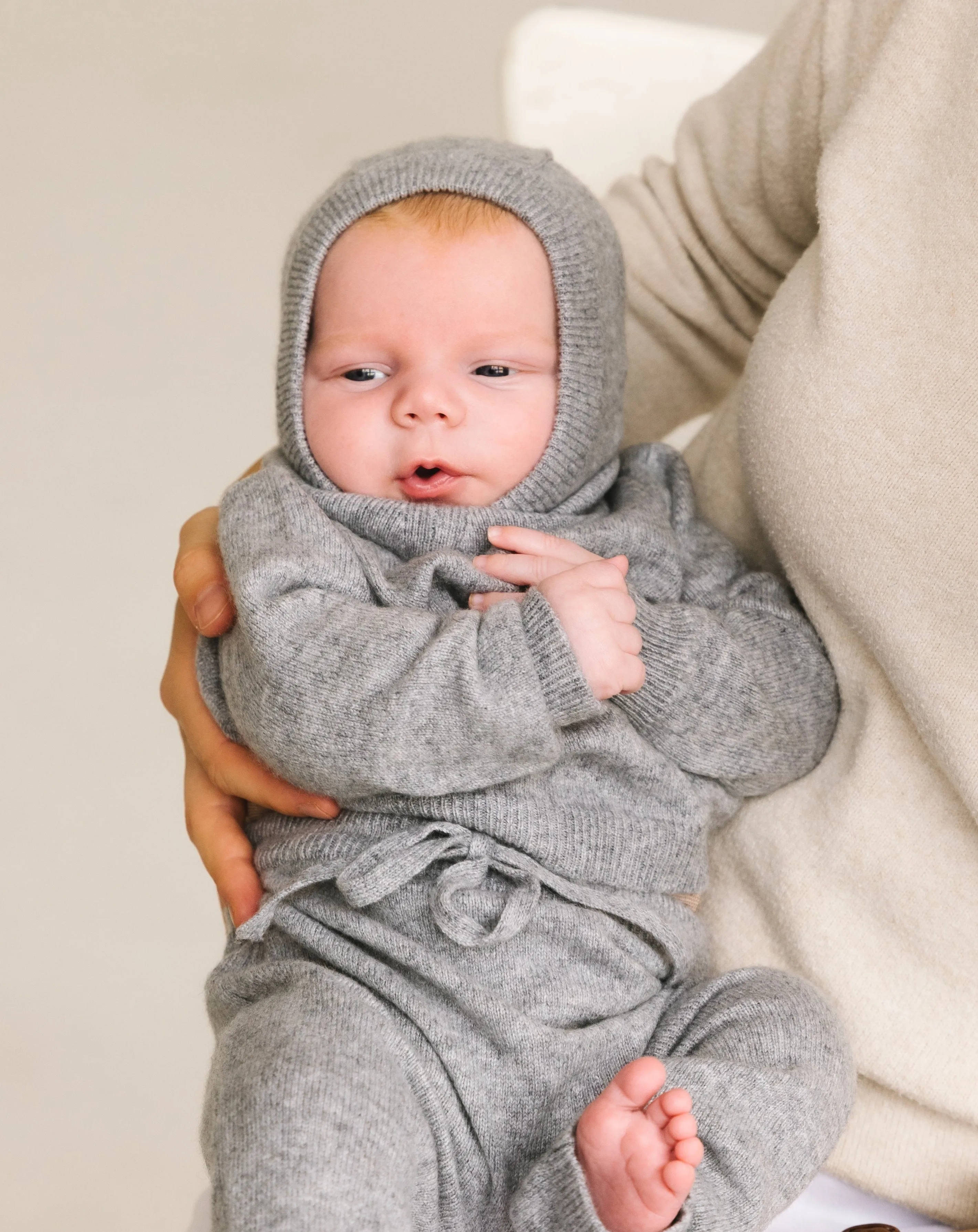 Baby Cashmere Balaclava - Heather Grey