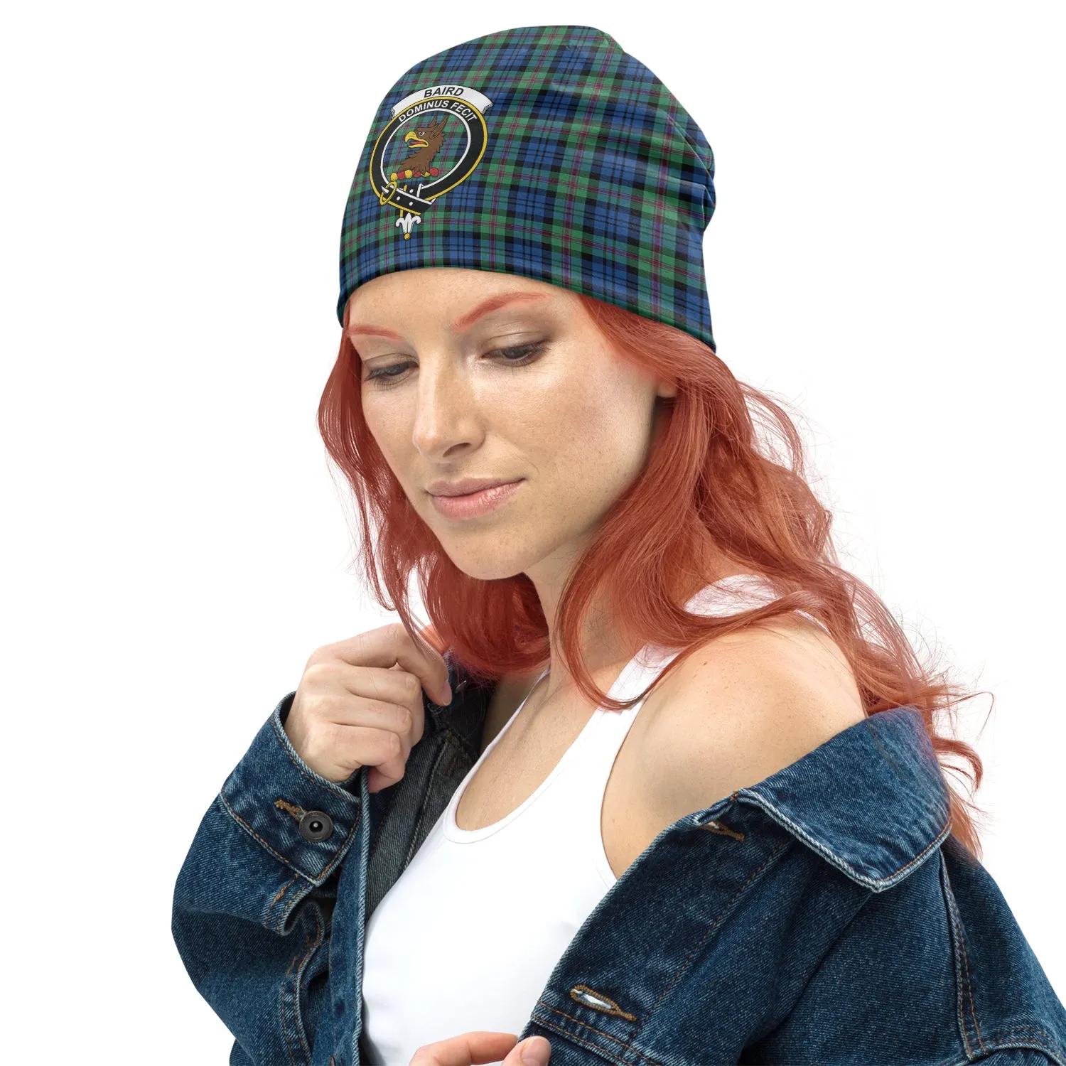 Baird Ancient Tartan Beanies Hat with Family Crest