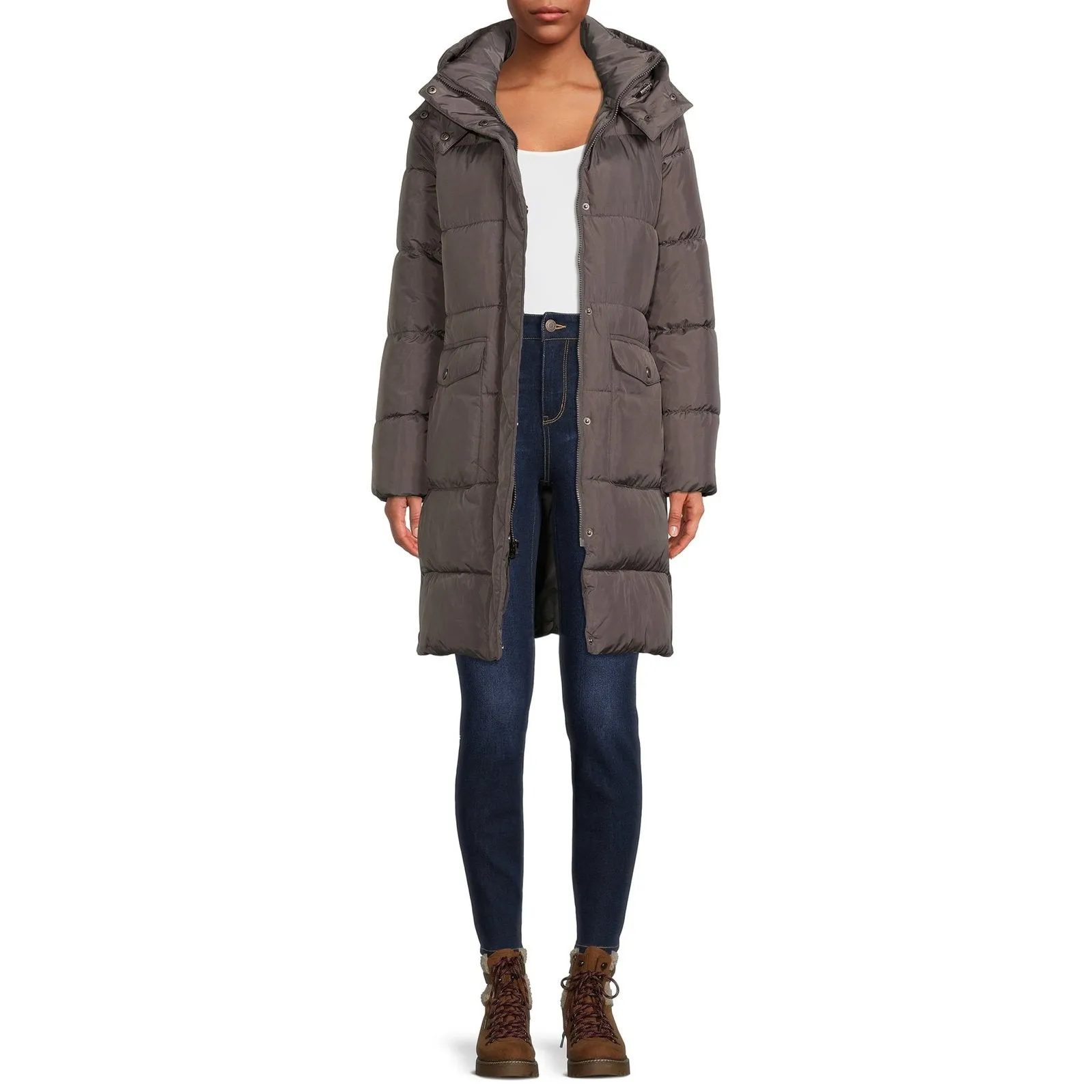 BCBG Paris Women's Long Puffer Coat with Hood