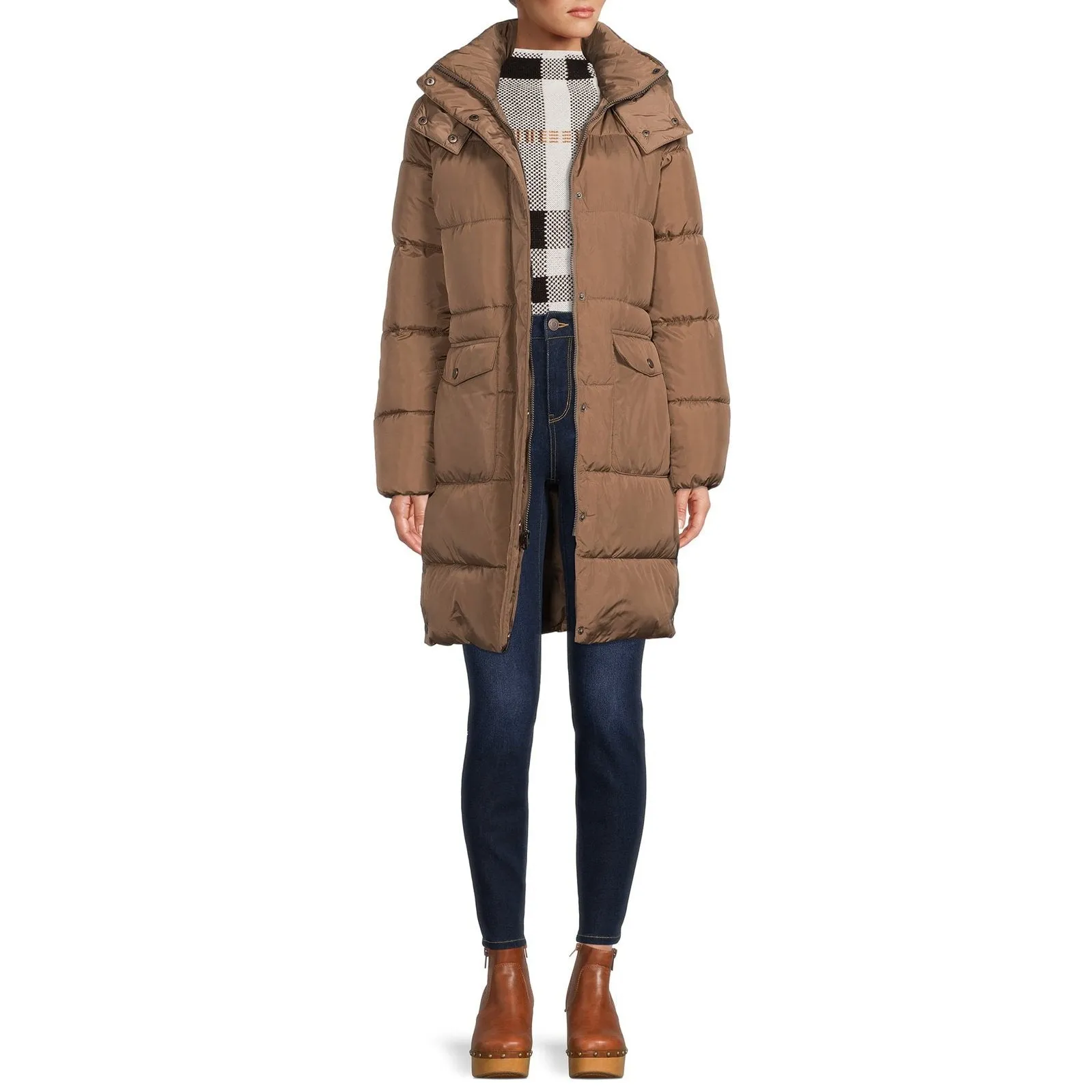 BCBG Paris Women's Long Puffer Coat with Hood