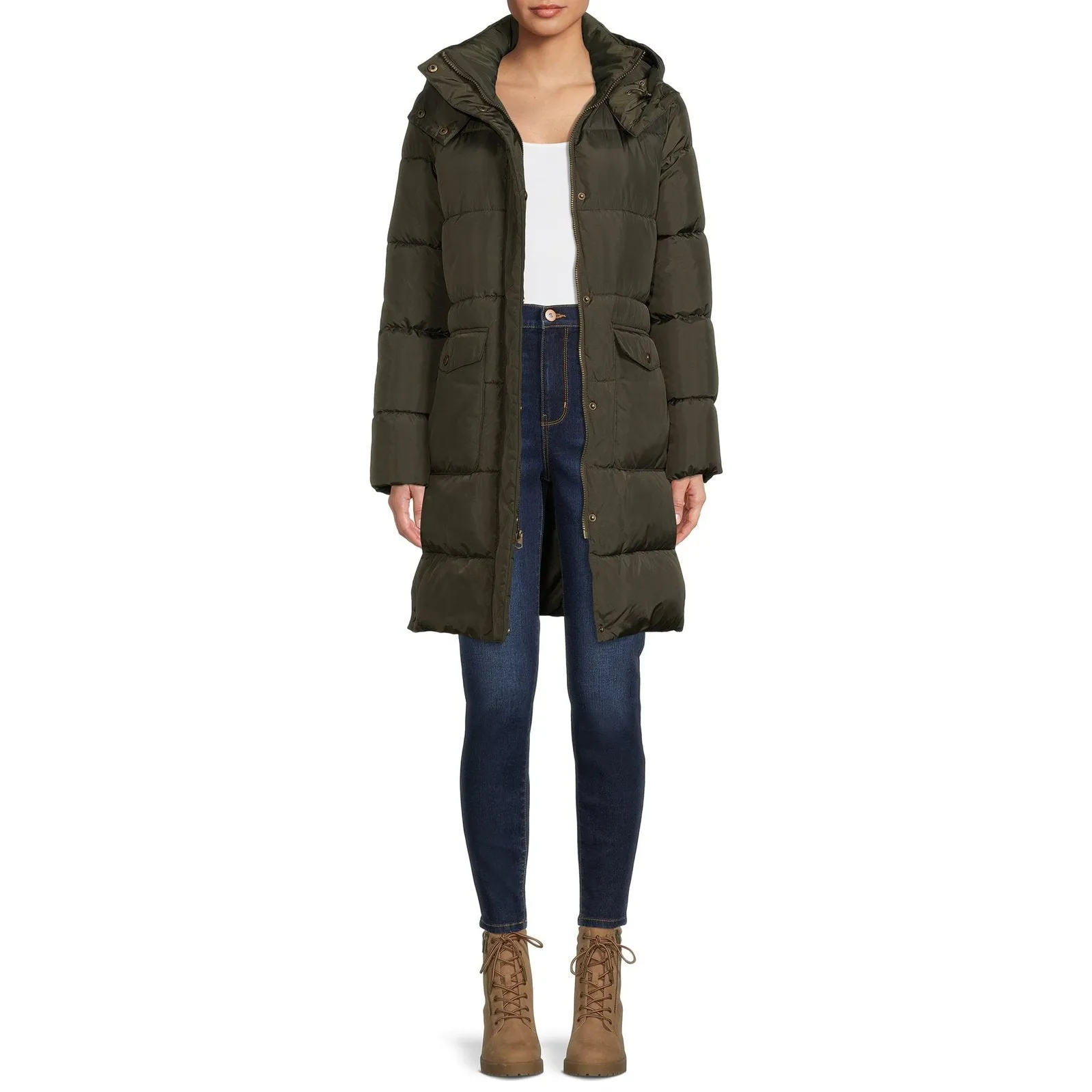 BCBG Paris Women's Long Puffer Coat with Hood