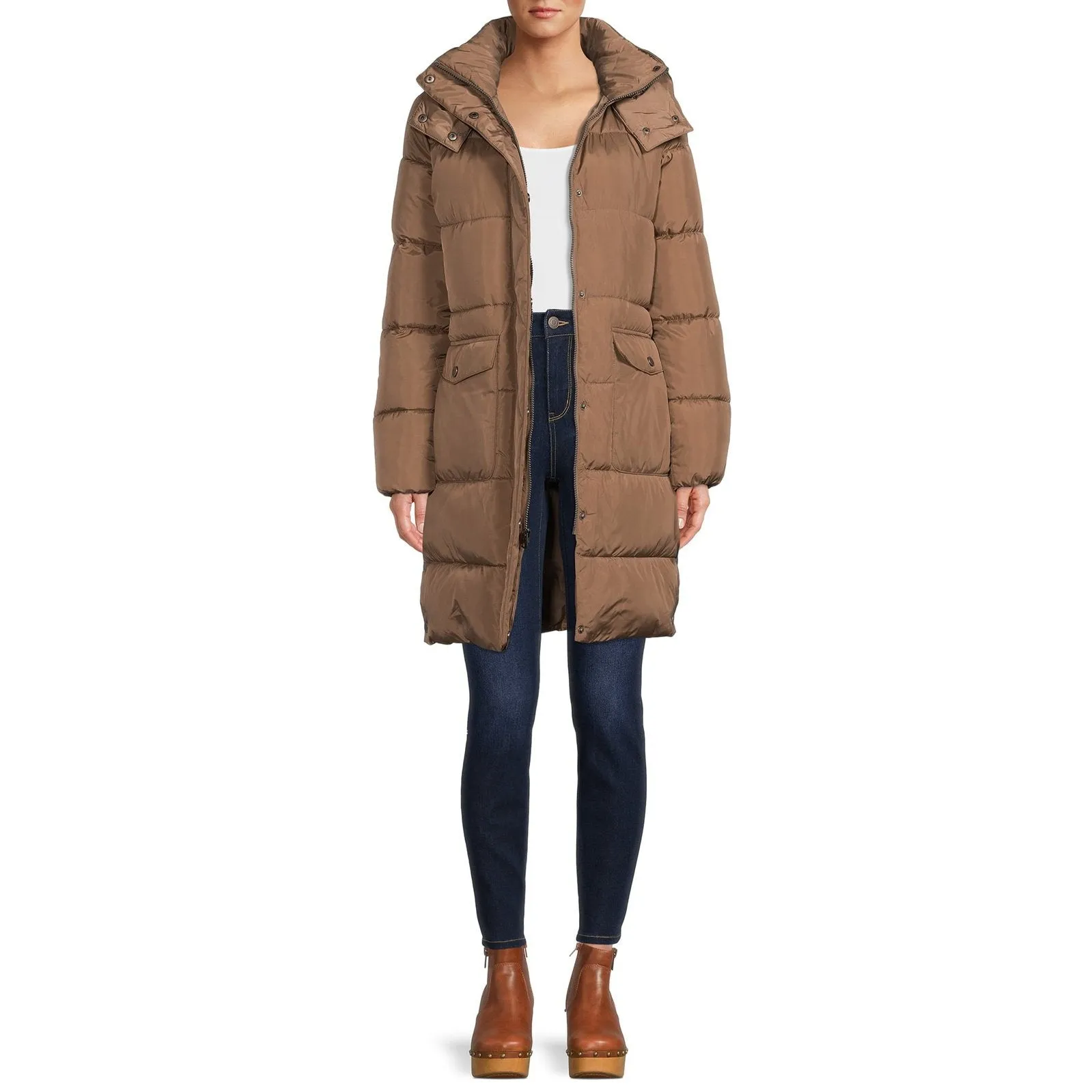 BCBG Paris Women's Long Puffer Coat with Hood