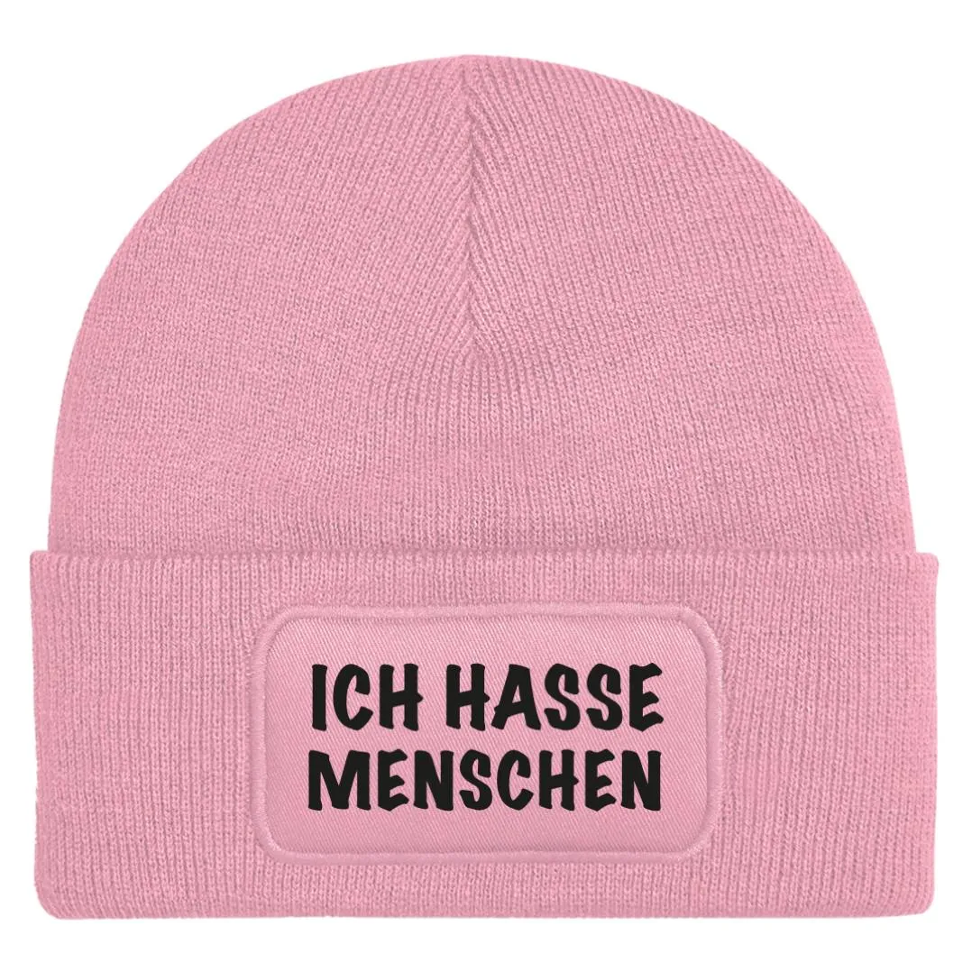 Beanie Mütze - Ich hasse Menschen - V2 (Schriftzug)