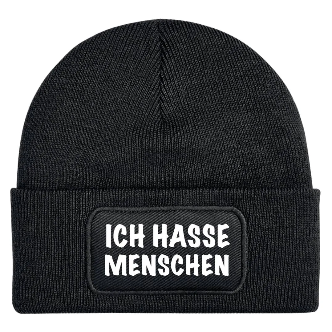 Beanie Mütze - Ich hasse Menschen - V2 (Schriftzug)