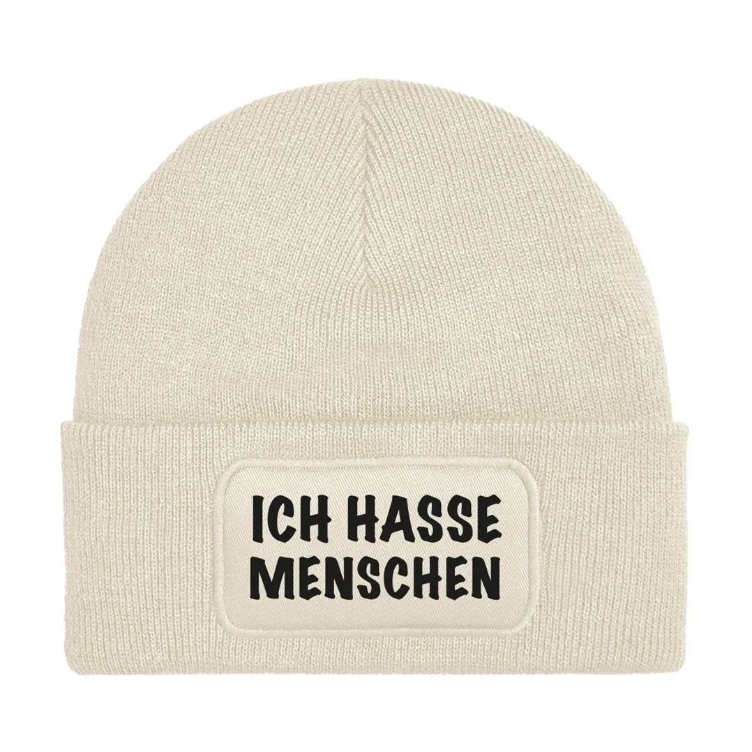 Beanie Mütze - Ich hasse Menschen - V2 (Schriftzug)