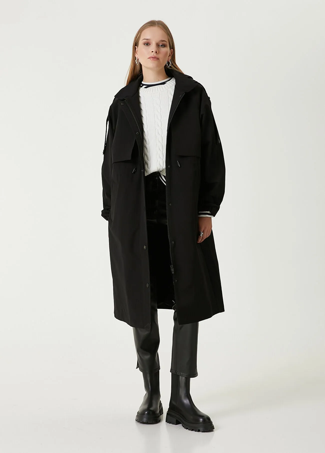 Beymen Club Hooded Overcoat Black