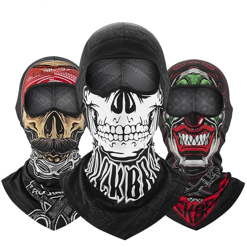 Bike Scarf Mask Skull Print Moto Full Face Mask Balaclava Helmet Liner Breathable Cool Mask Training HeadScarf