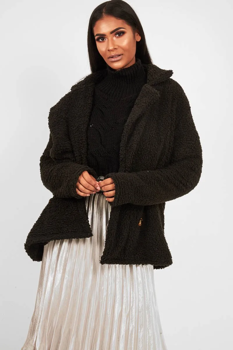 Black Borg Button Front Coat - Dasia