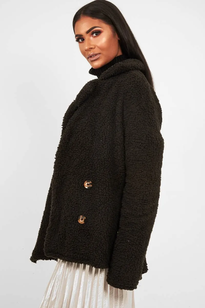 Black Borg Button Front Coat - Dasia