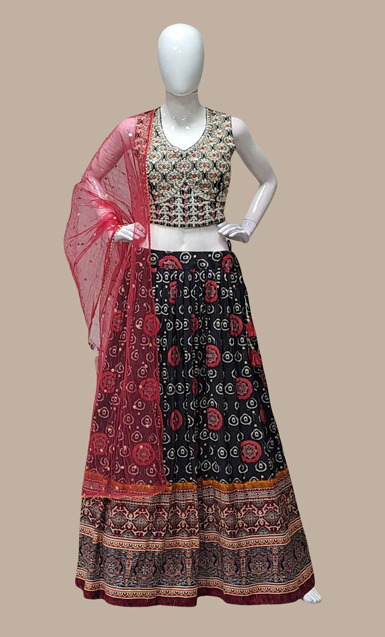 Black Embroidered Chania Choli Set