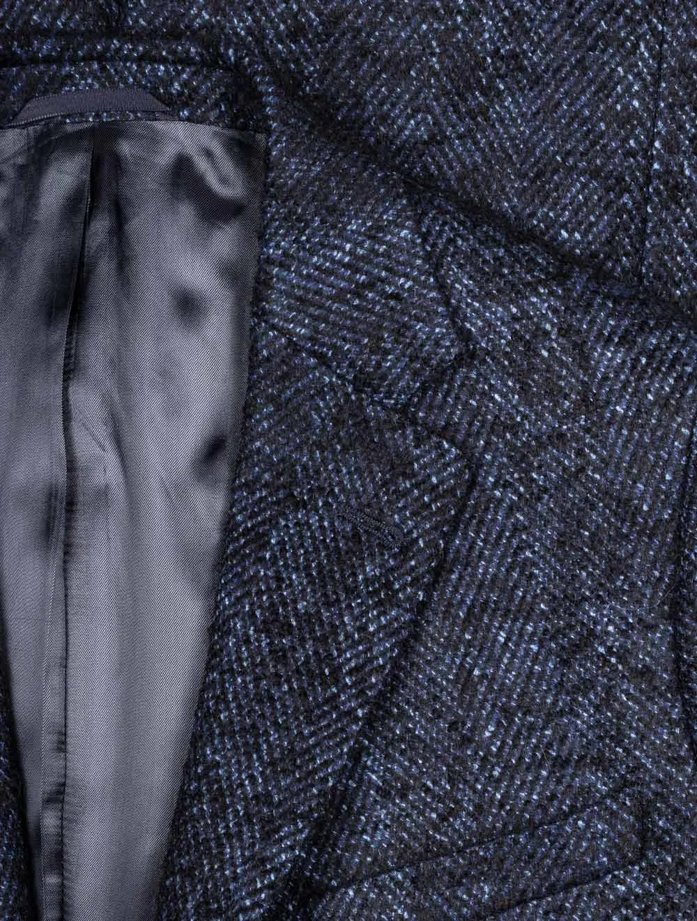 Blue Herringbone Overcoat Blue