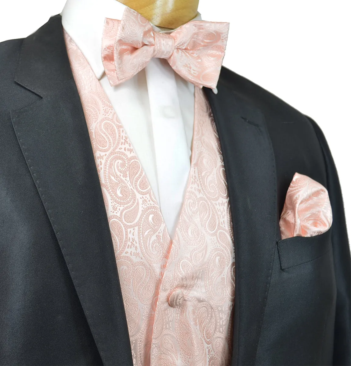 Blush Pink Paisley Tuxedo Vest Set