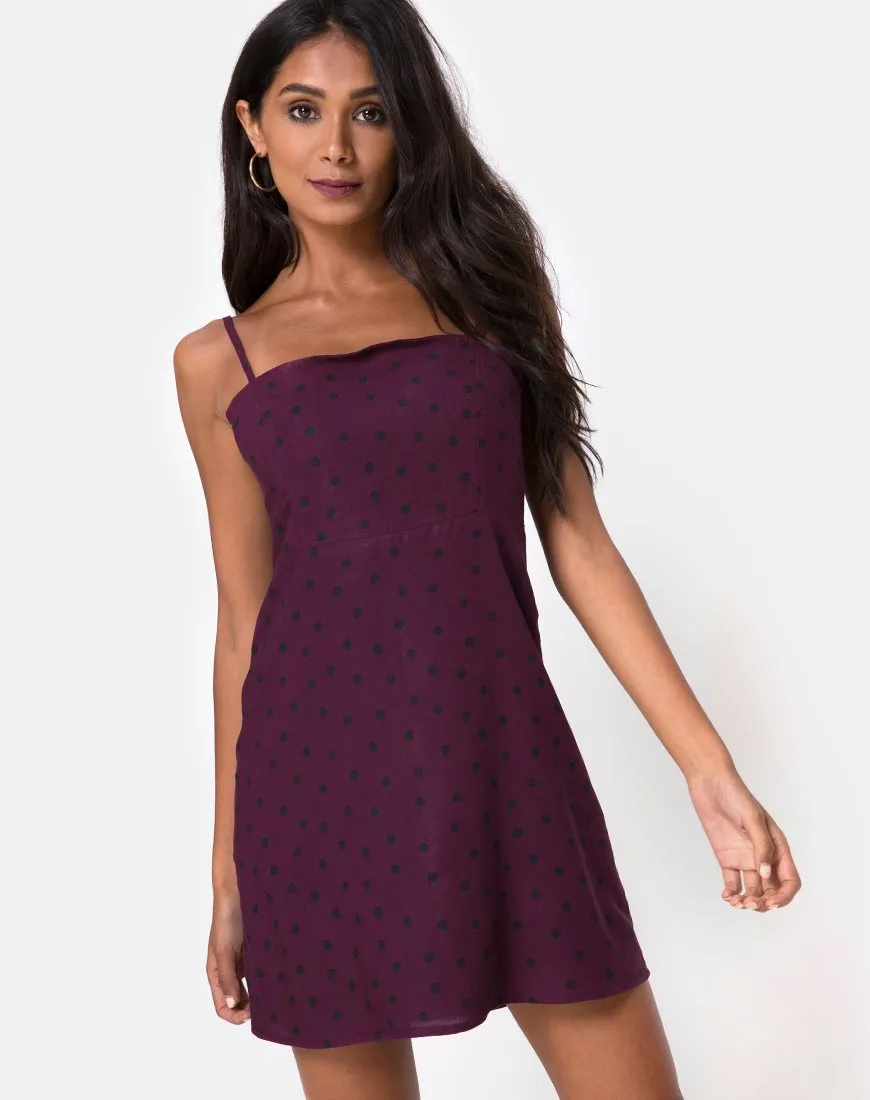 Boyasly Slip Dress in Skater Polka Wine