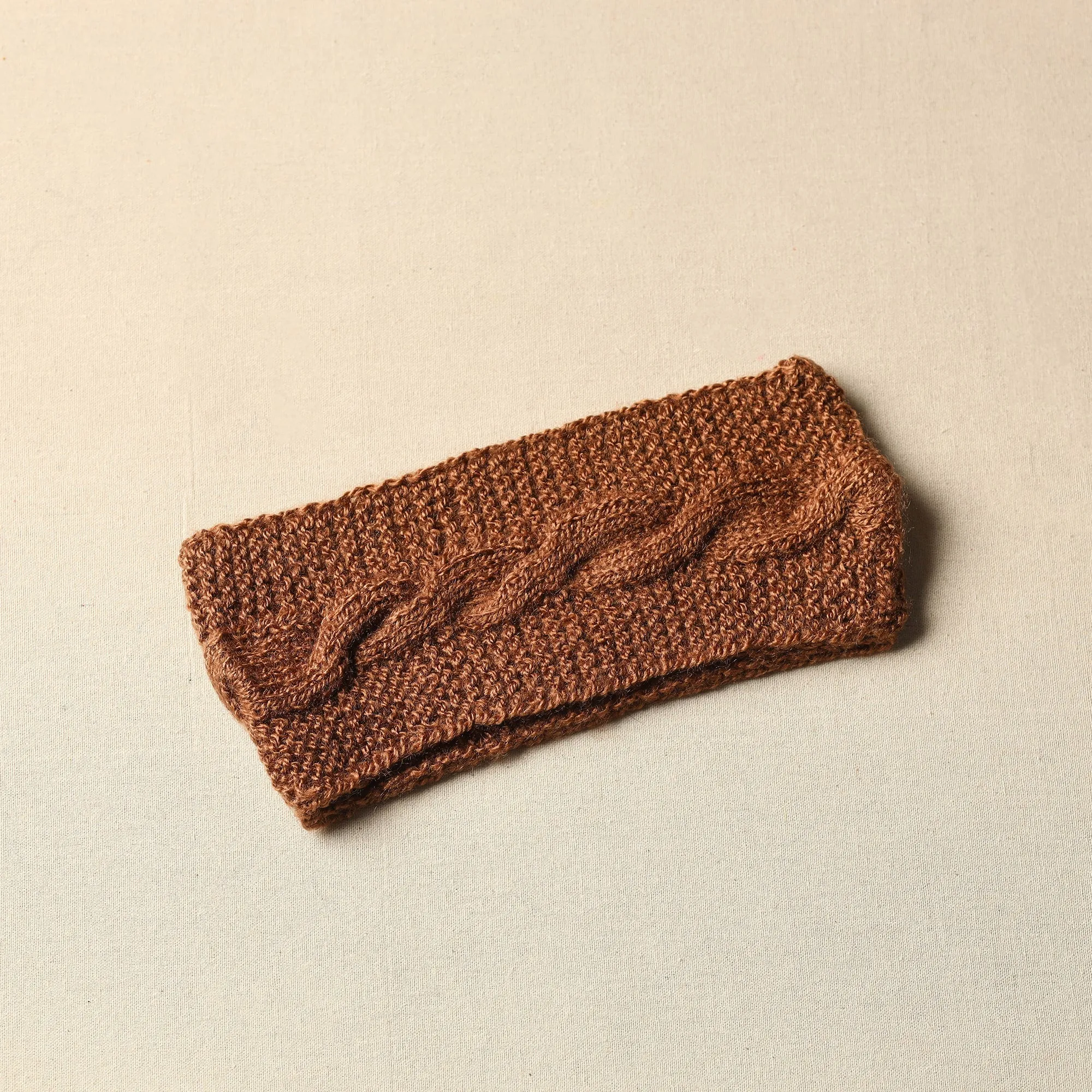 Brown - Kumaun Hand Knitted Woolen Warm Headband 16