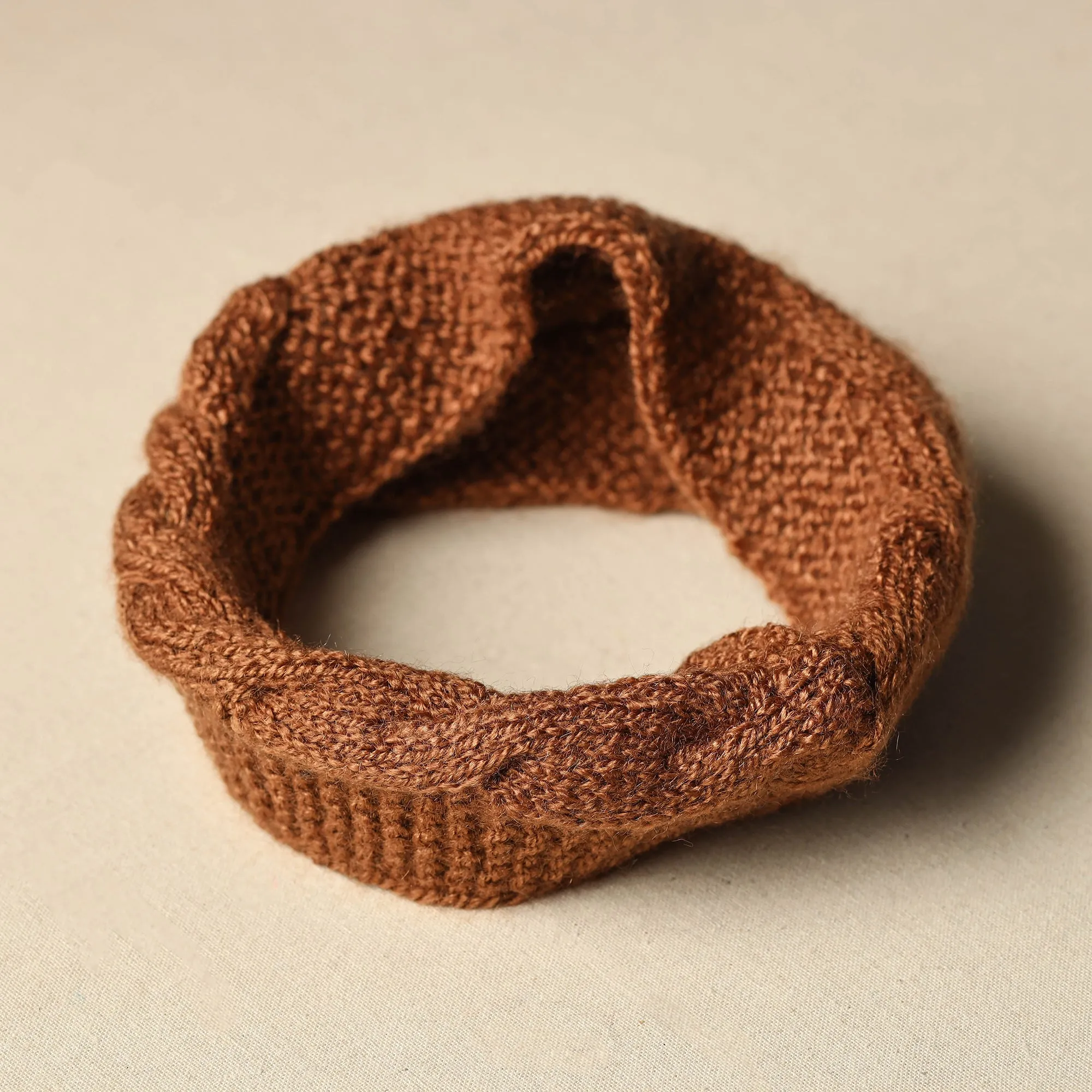 Brown - Kumaun Hand Knitted Woolen Warm Headband 16