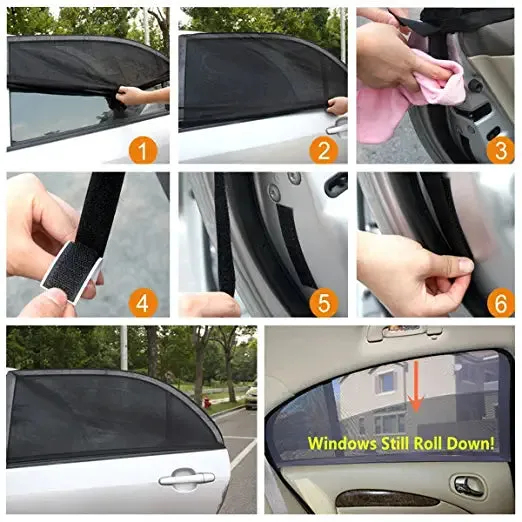 Car Side Window Sunshade Protector Universal Fit Slip on Stretchable Mesh