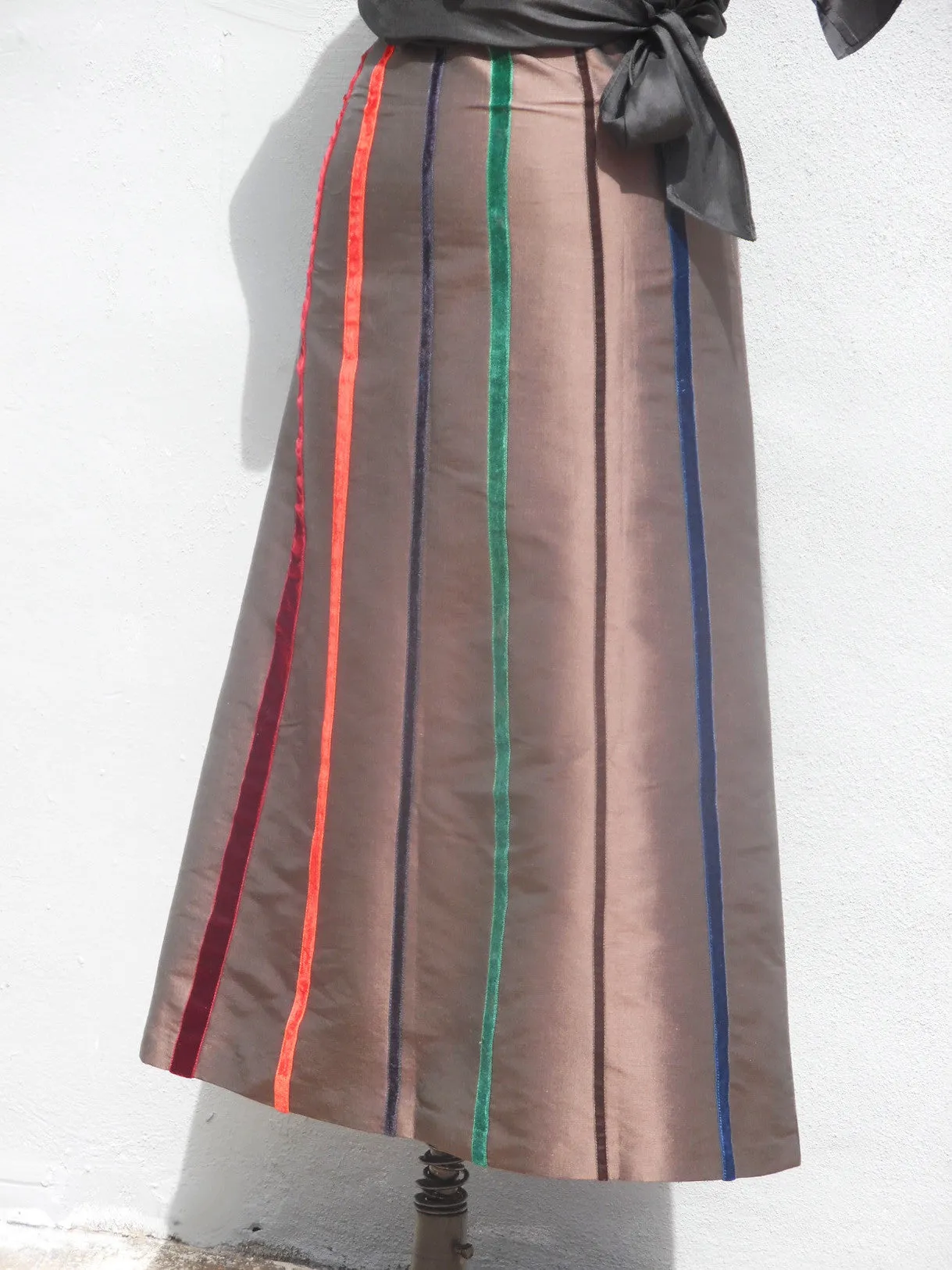 Carnival Skirt Thai Silk And Velvet Ribbons Chocolate