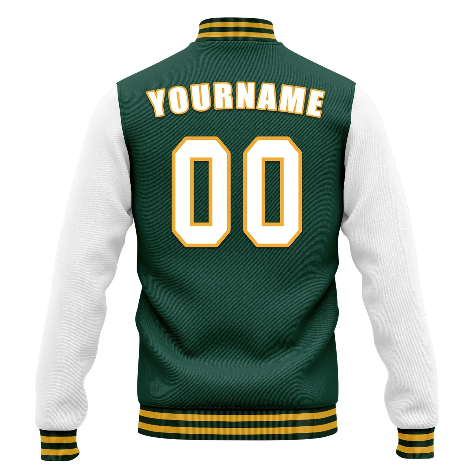 Custom Green White Jacket Bomber Full-Snap Varsity Letterman Personalized Jacket FZ005-D020255-5