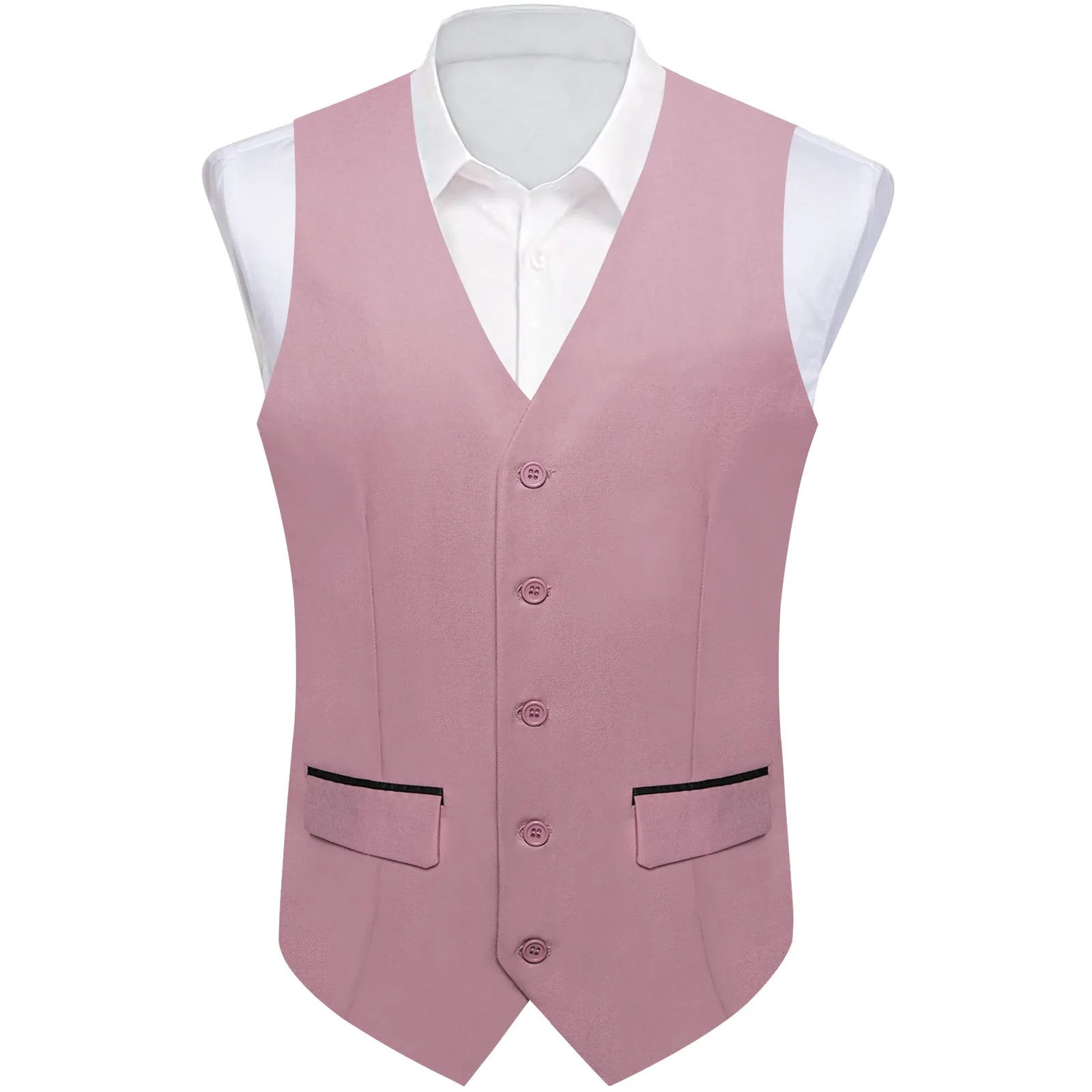 Deep Pink  Solid Silk Men's Classic Vest with Two Pockets