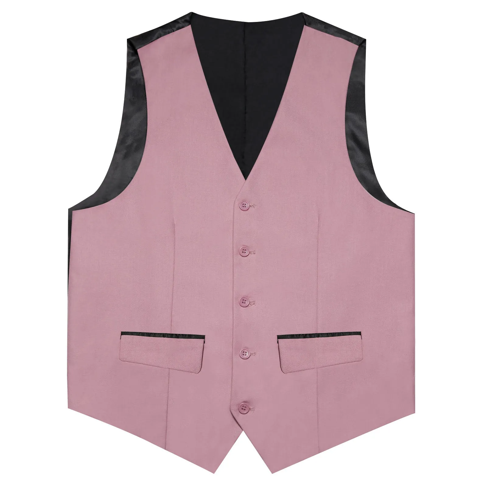 Deep Pink  Solid Silk Men's Classic Vest with Two Pockets