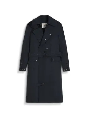 Despatch Riders Coat Virgin Wool Herringbone in Navy