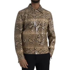 Dolce & Gabbana Beige Exotic Leather Biker Blouson Jacket