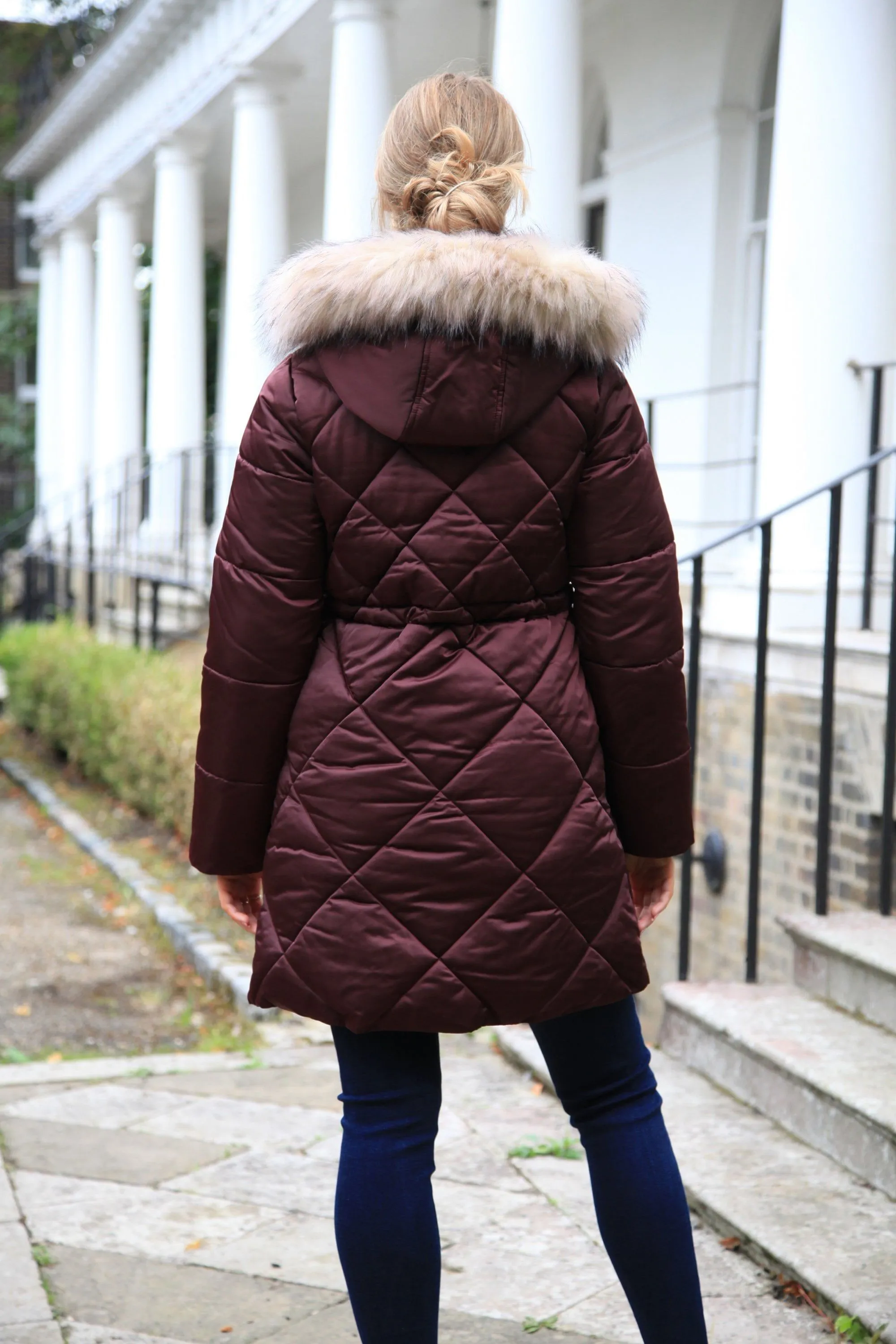 Double Second Lux Satin Long Puffer Coat