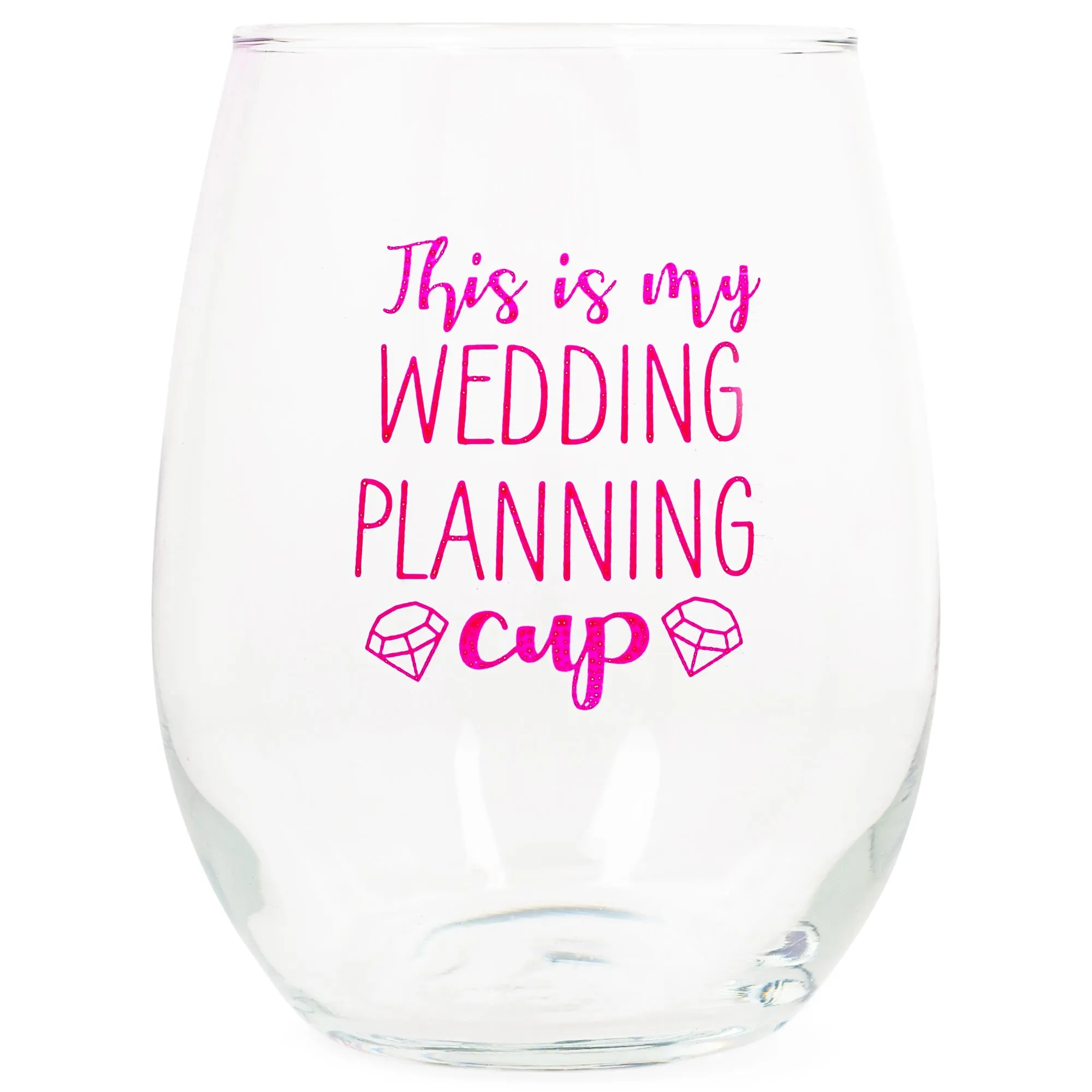 Eat Drink Be Married Black 14 ounce Glass Stemless Wine Glass