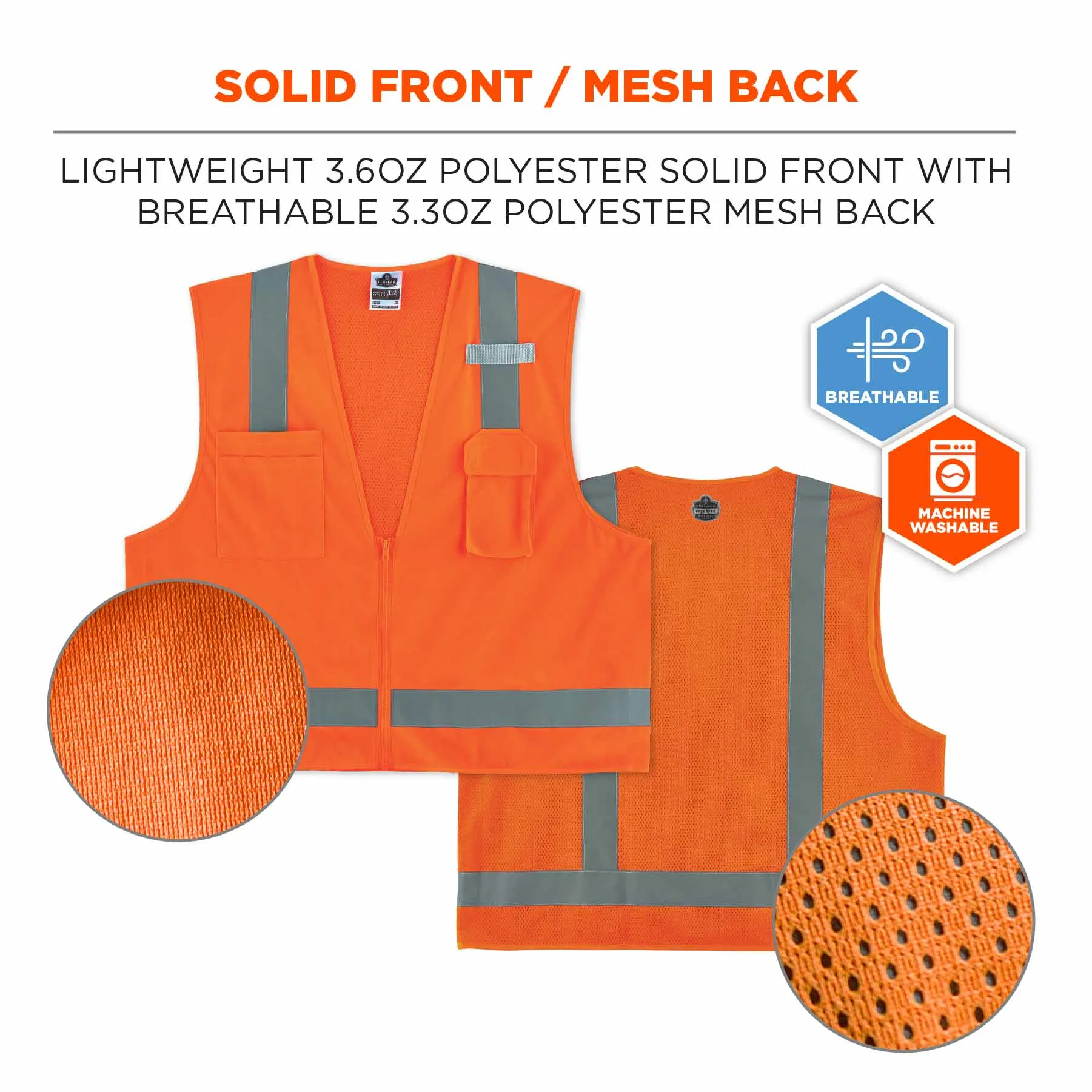 Ergodyne 24518 8249Z-S 4XL Orange Class 2 Economy Surveyors Vest - Single Size