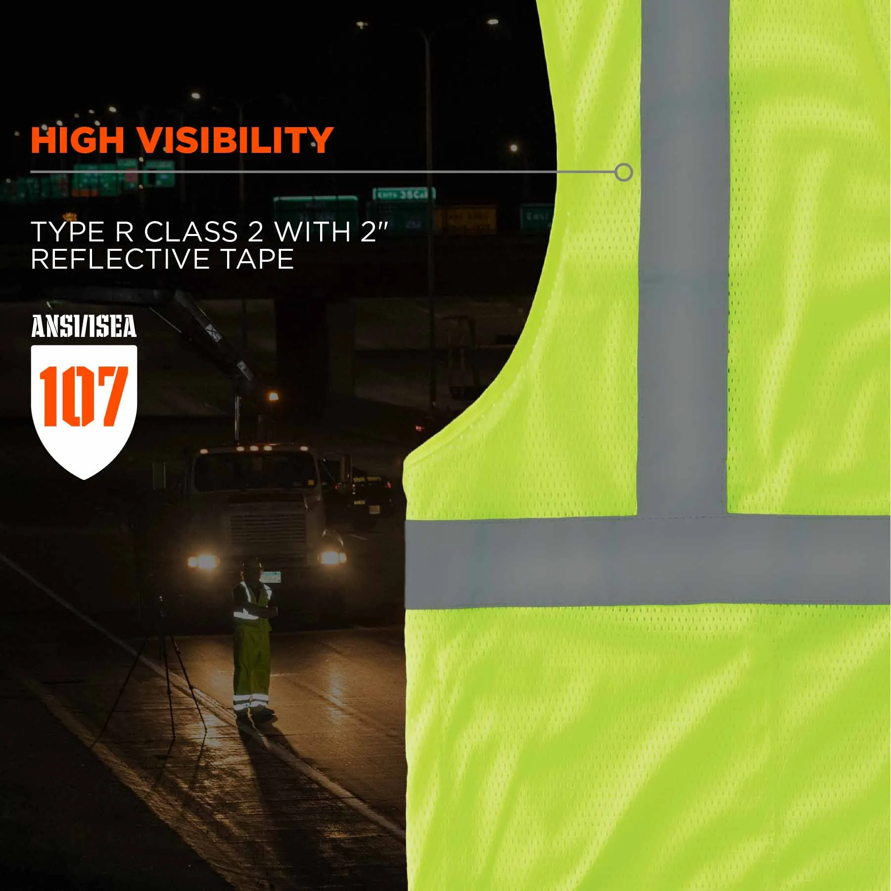 Ergodyne 24528 8210HL-S 4XL Lime Class 2 Economy Mesh Vest - Single Size