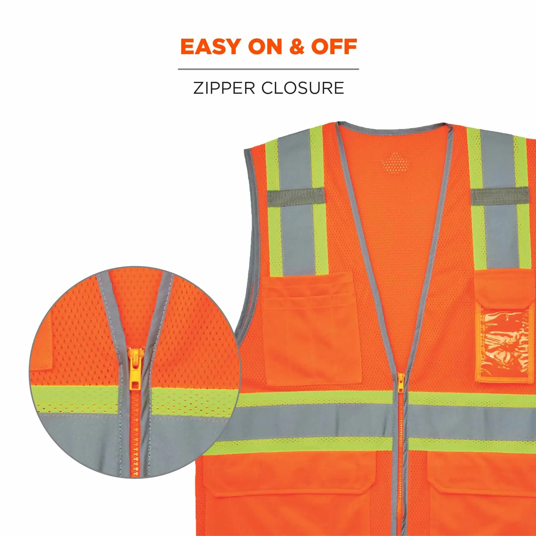 Ergodyne 24575 8246Z-S XL Orange Class 2 Two-Tone Mesh Vest - Single Size