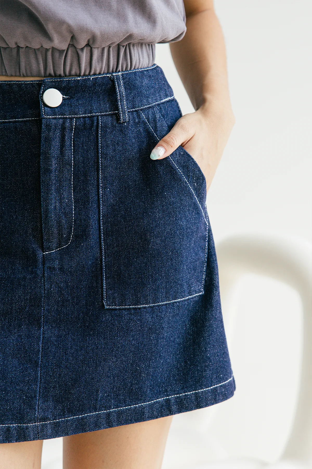 Essential Denim Skirt (Dark)