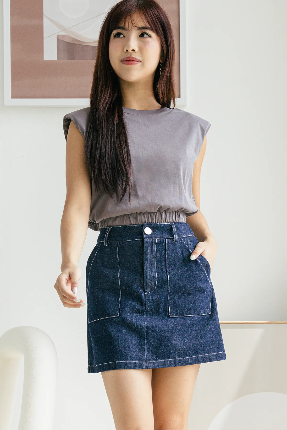 Essential Denim Skirt (Dark)