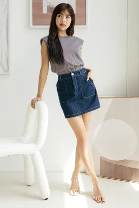 Essential Denim Skirt (Dark)