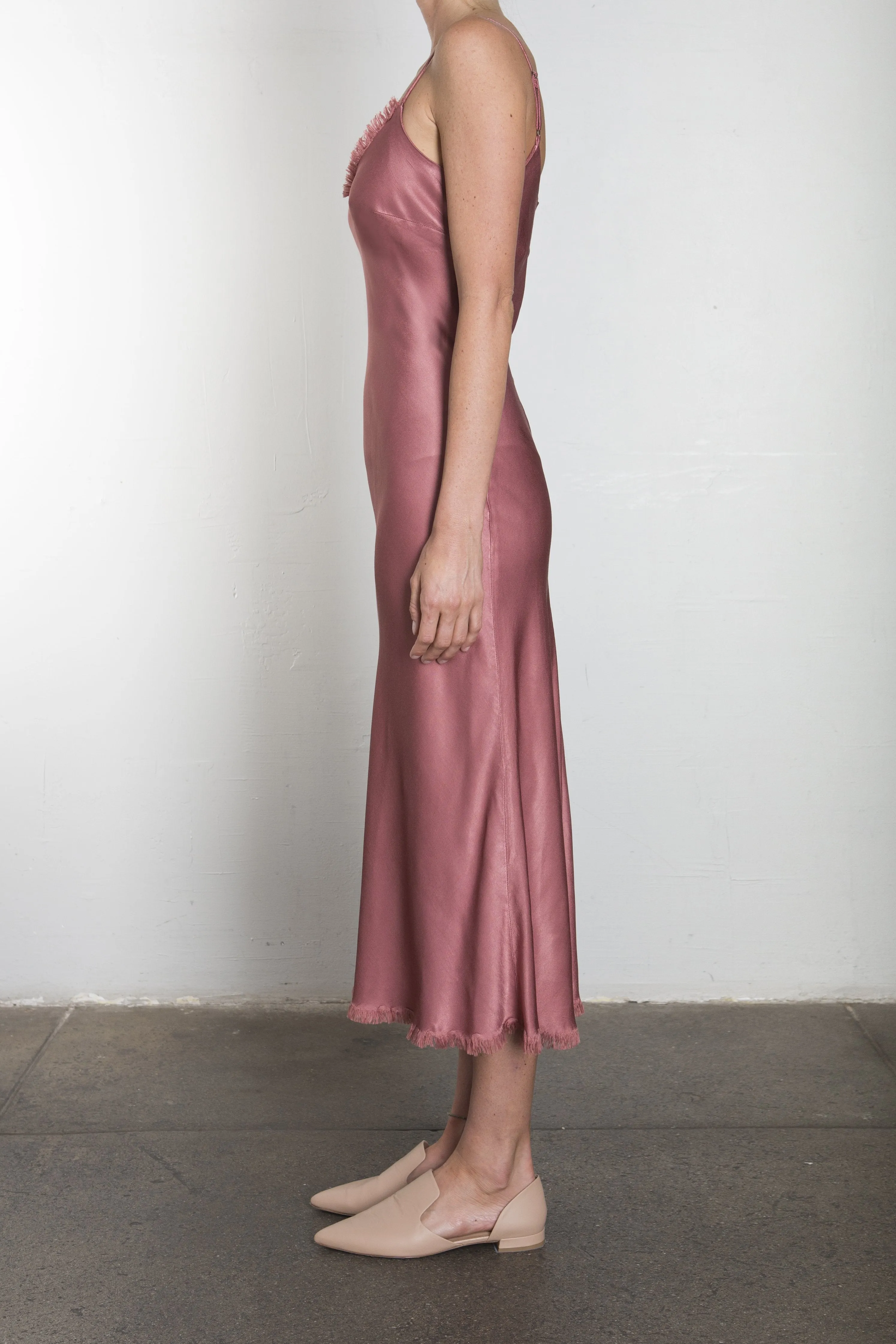 Farrah Slip Dress in Vintage Satin - Cinnamon