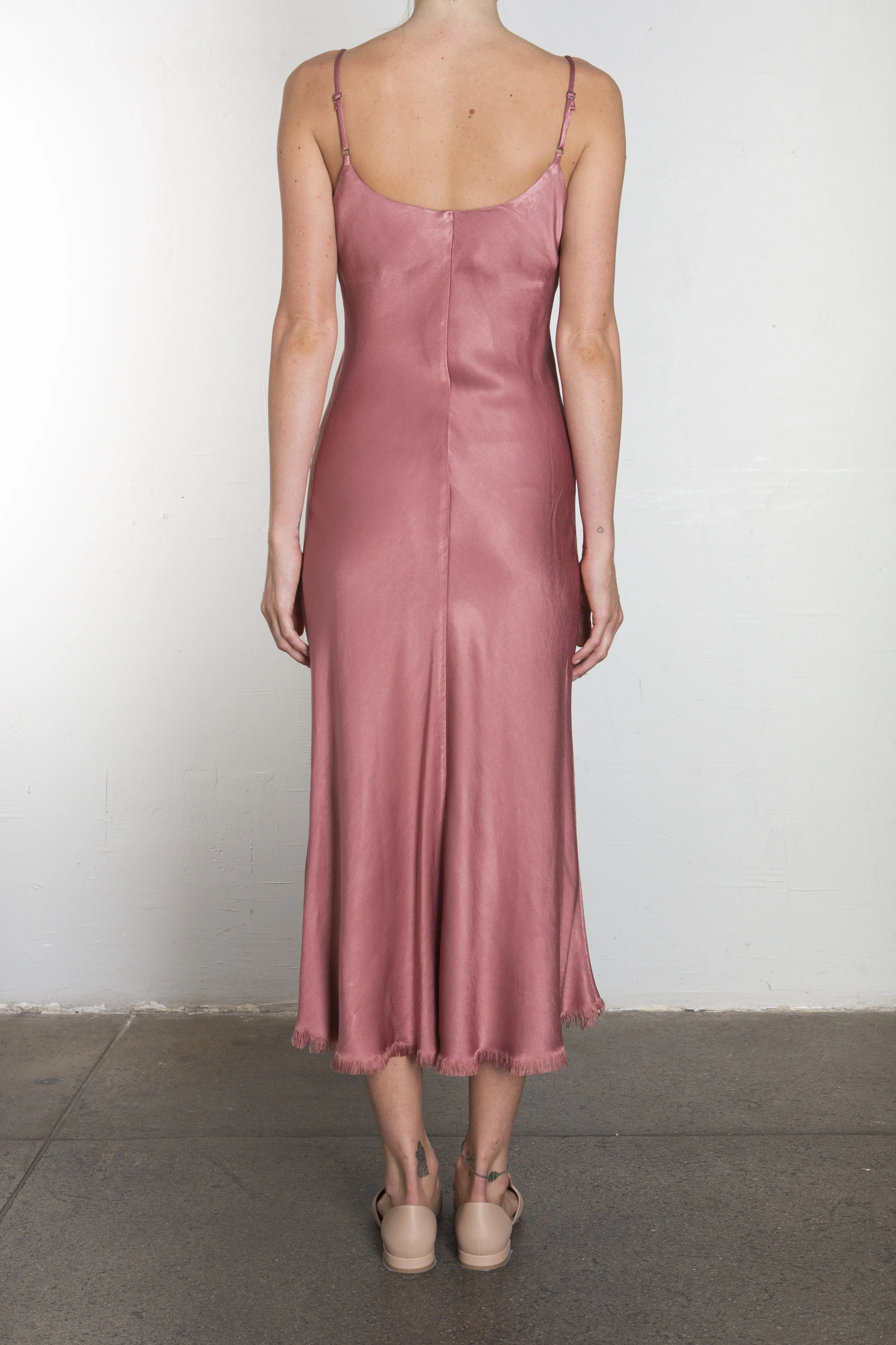 Farrah Slip Dress in Vintage Satin - Cinnamon