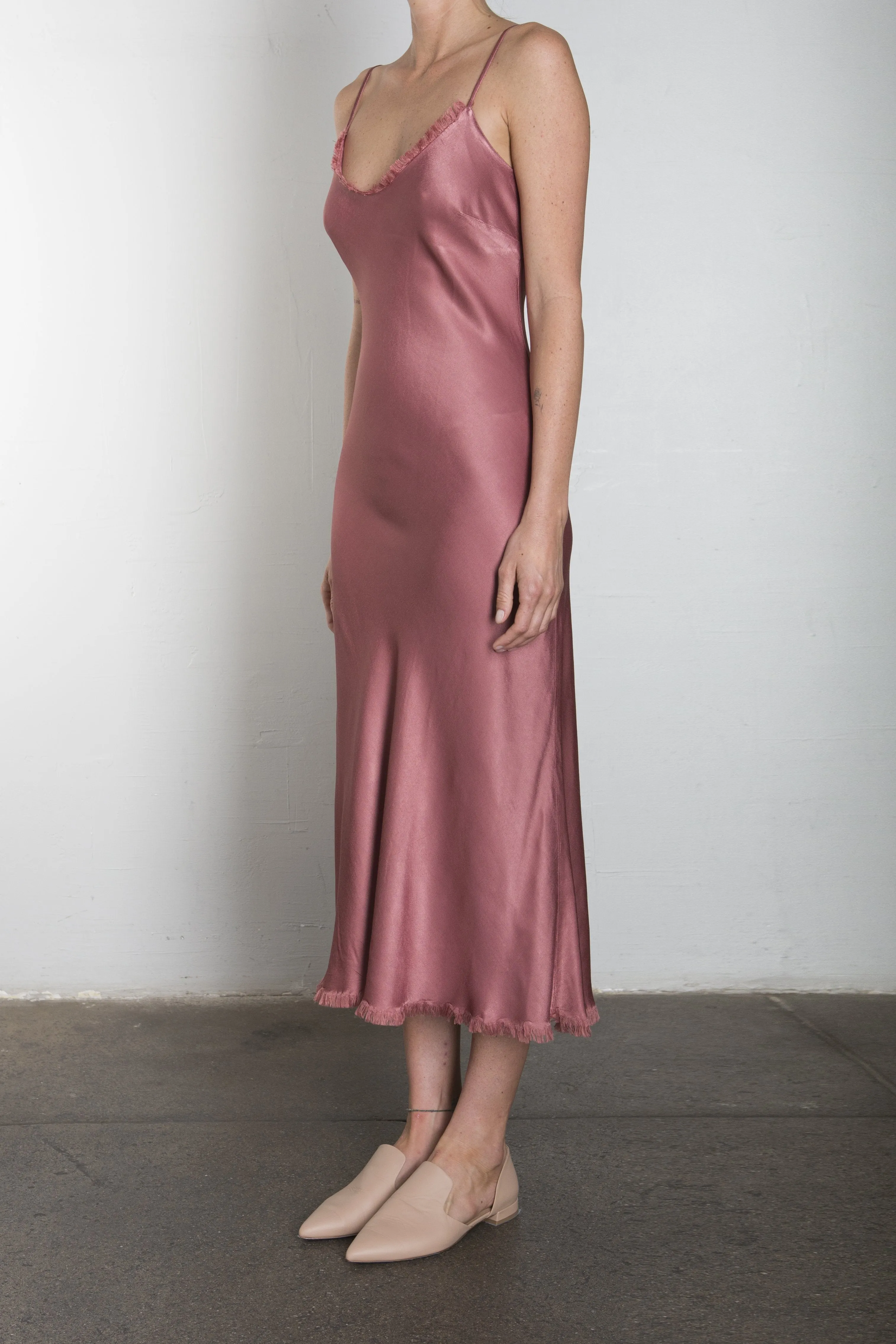 Farrah Slip Dress in Vintage Satin - Cinnamon