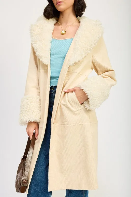 FAUX FUR MID TRENCH COAT