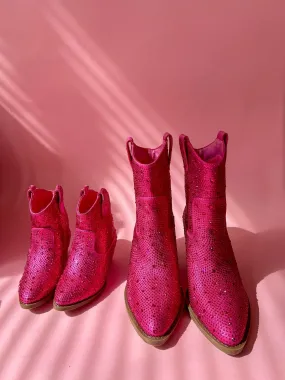 Fuchsia Rhinestone Boots for Mom and Daughter Matching