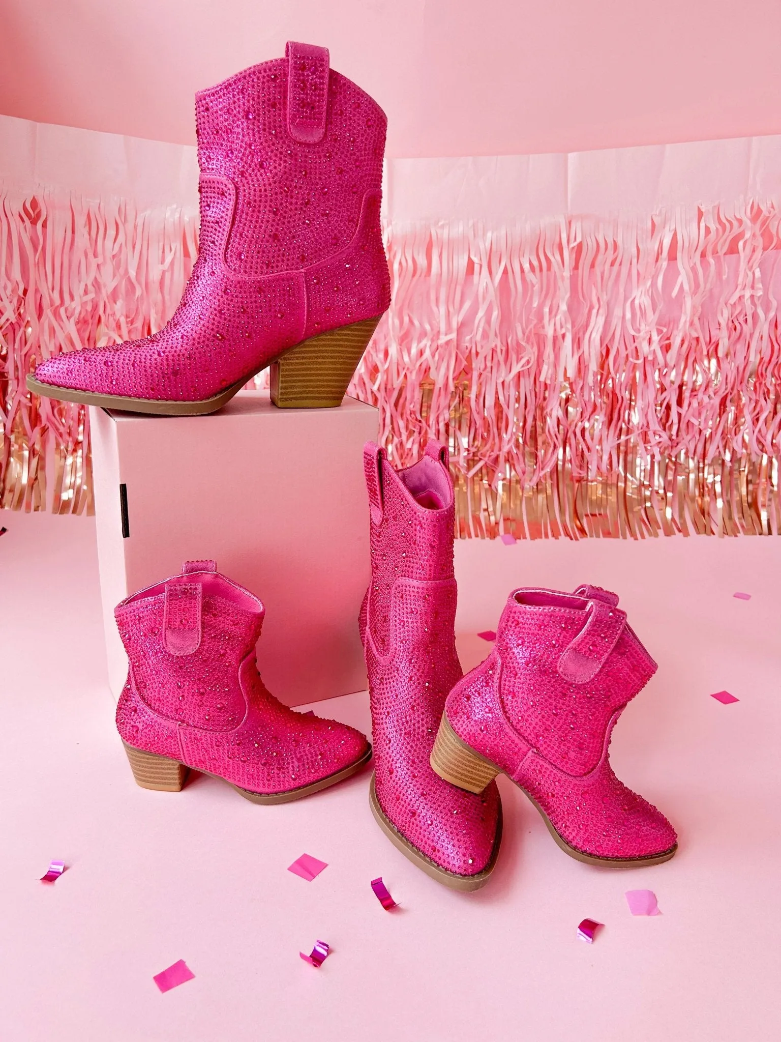 Fuchsia Rhinestone Boots for Mom and Daughter Matching