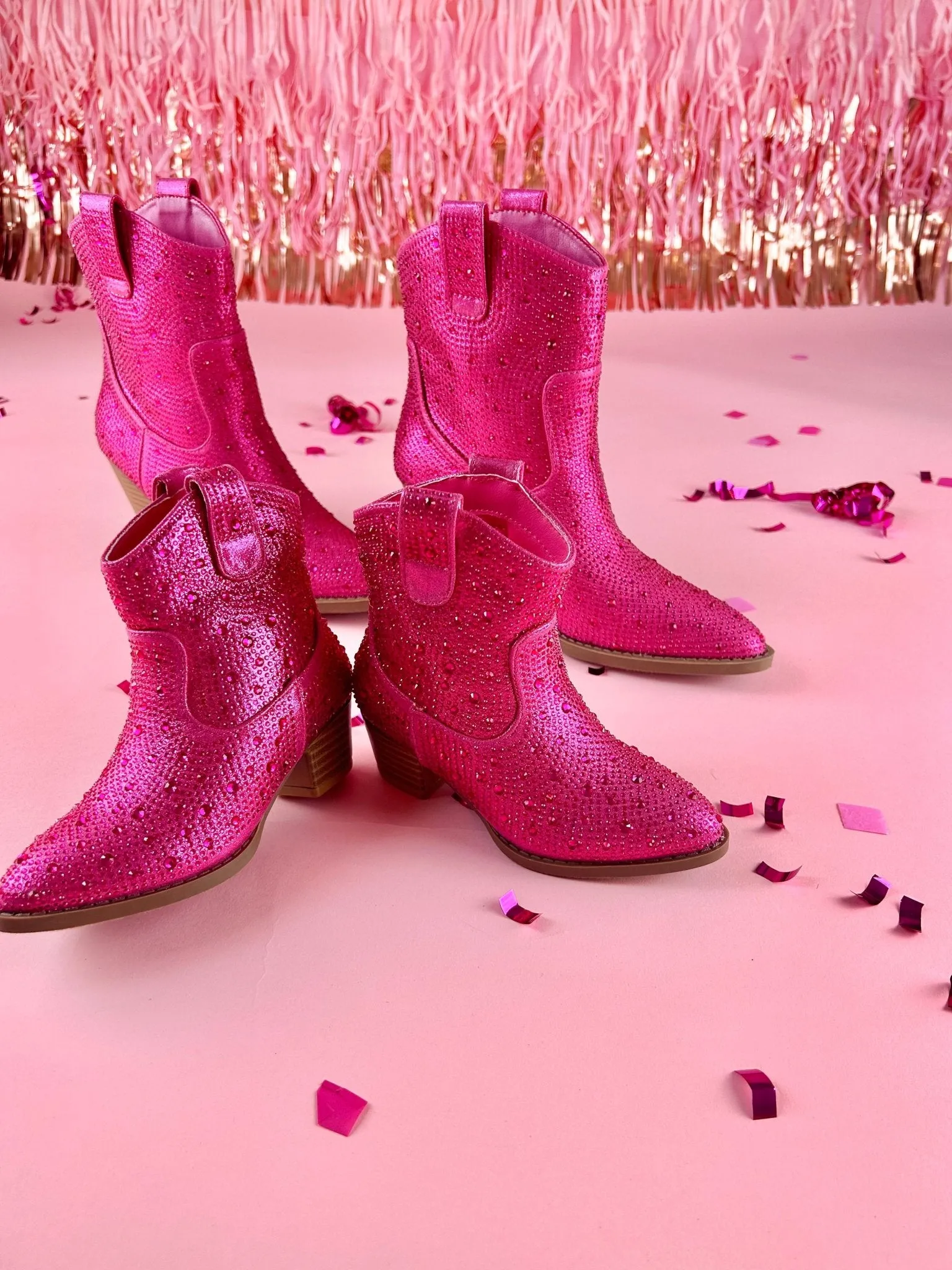 Fuchsia Rhinestone Boots for Mom and Daughter Matching