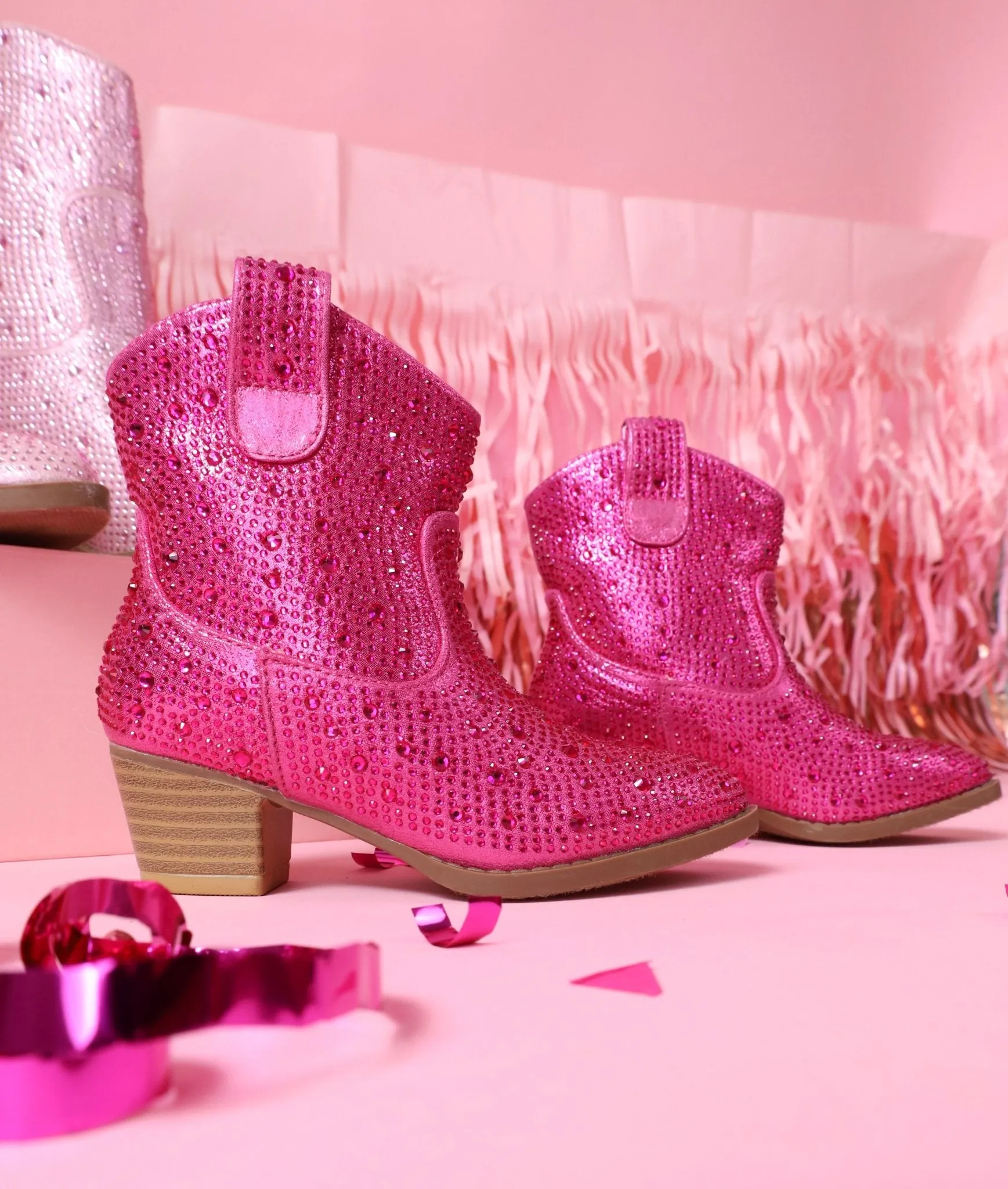 Fuchsia Rhinestone Boots for Mom and Daughter Matching