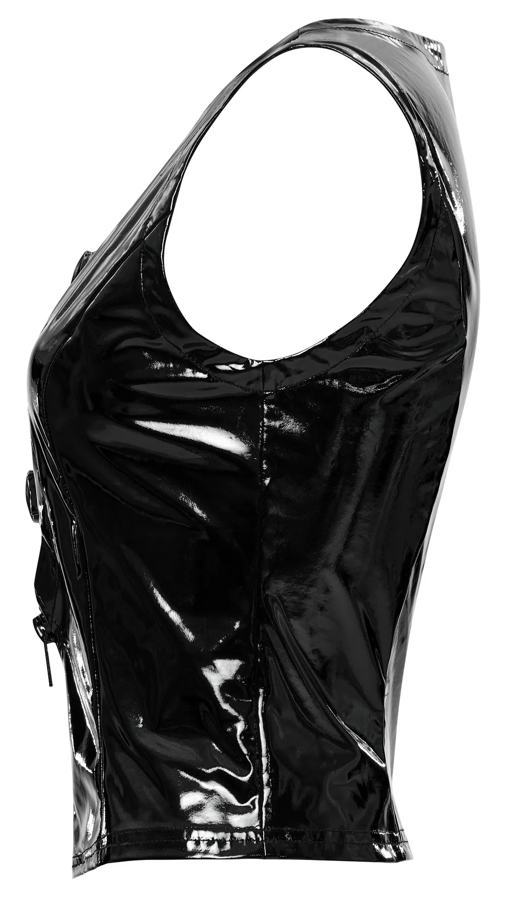 Gothic Buckle Patent Leather Slim Vest