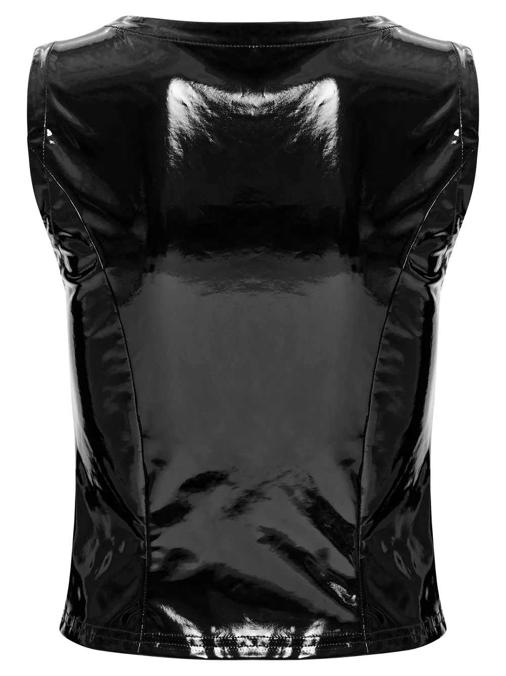 Gothic Buckle Patent Leather Slim Vest