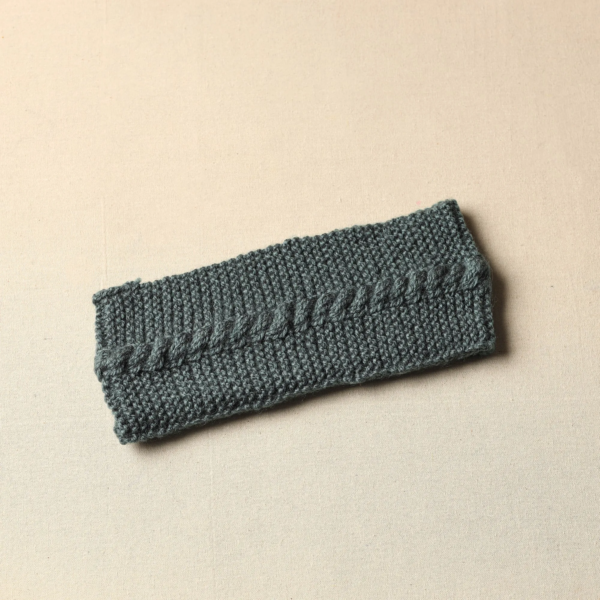 Grey - Kumaun Hand Knitted Woolen Warm Headband 12